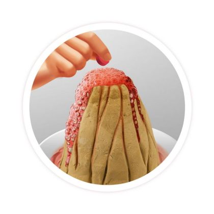 BUKI , Mini vulkán a vykopávka hornin