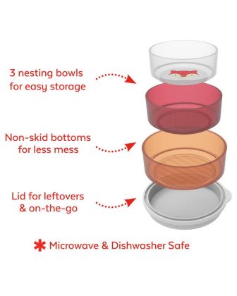 Skip Hop, Zoo misky protiskluzové 3 kusy + víko Liška 6m+