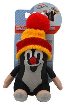 Krtek 12cm sedící, kulich červený