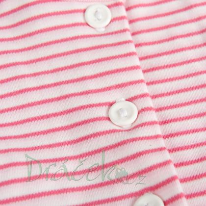 Tričko s dvojitým růžovým rukávem pruh 38-42 cm