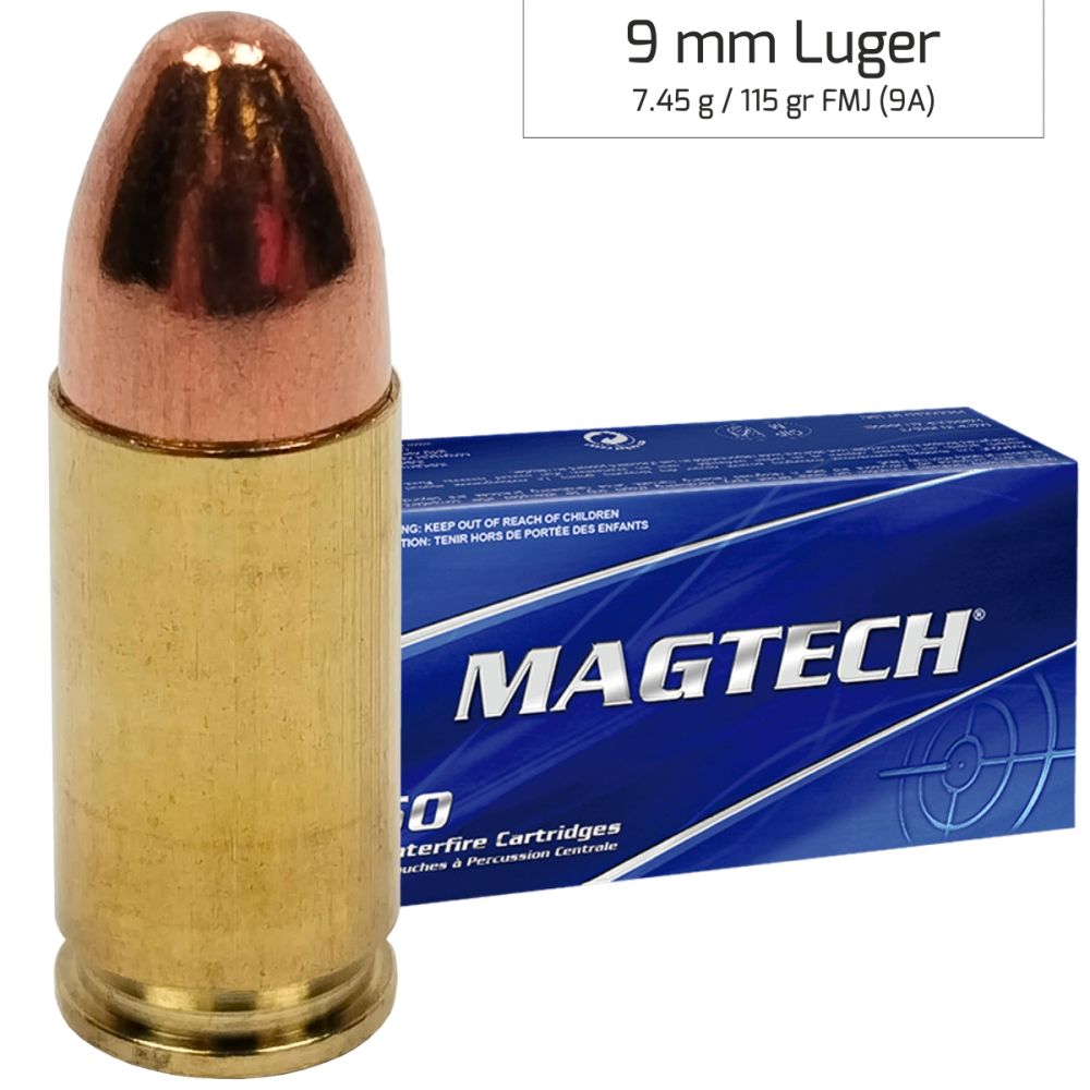 Náboje Magtech 9 mm Luger FMJ 7,45 g, 115 gr (9A)
