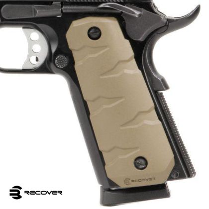 Strenky Recover Tactical Colt 1911, T-Rex RG11 Rubber Grip, písková