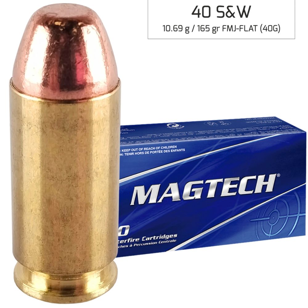 Náboje Magtech 40 S&W FMJ-FLAT 10,69 g, 165 gr (40G)