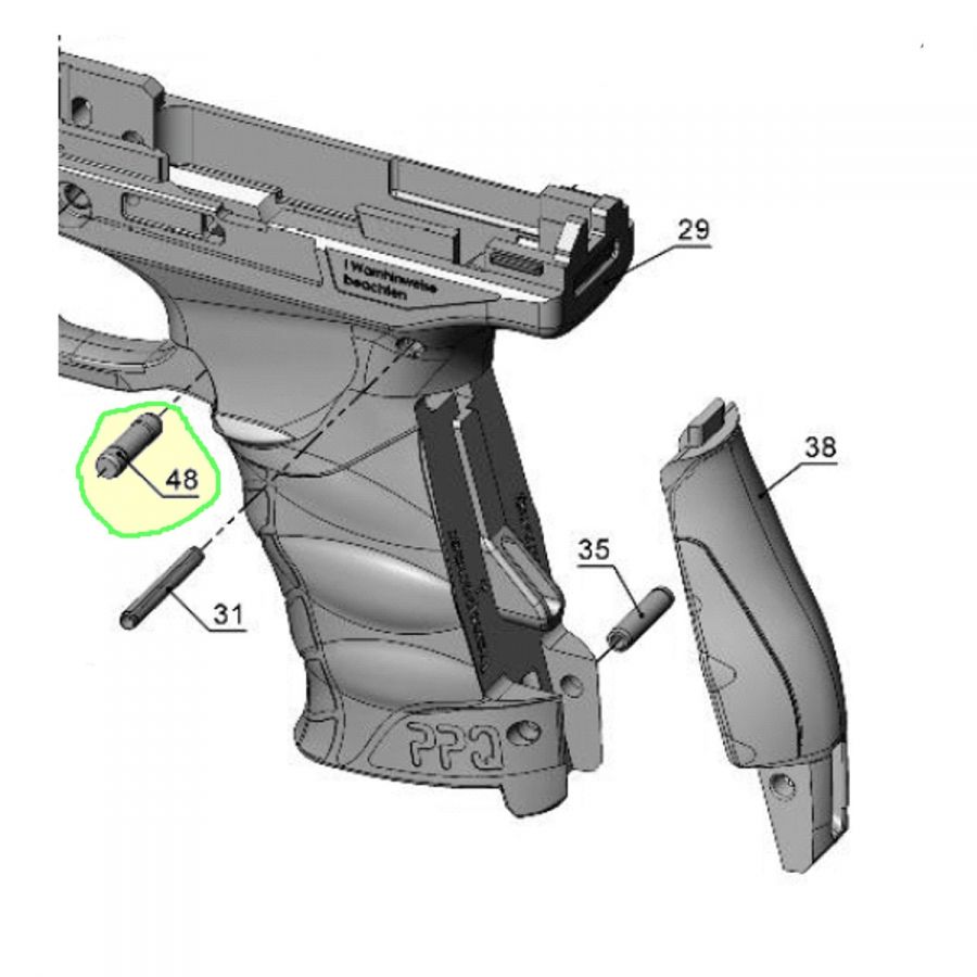 Kolík zádržky zásobníku - Walther PPQ