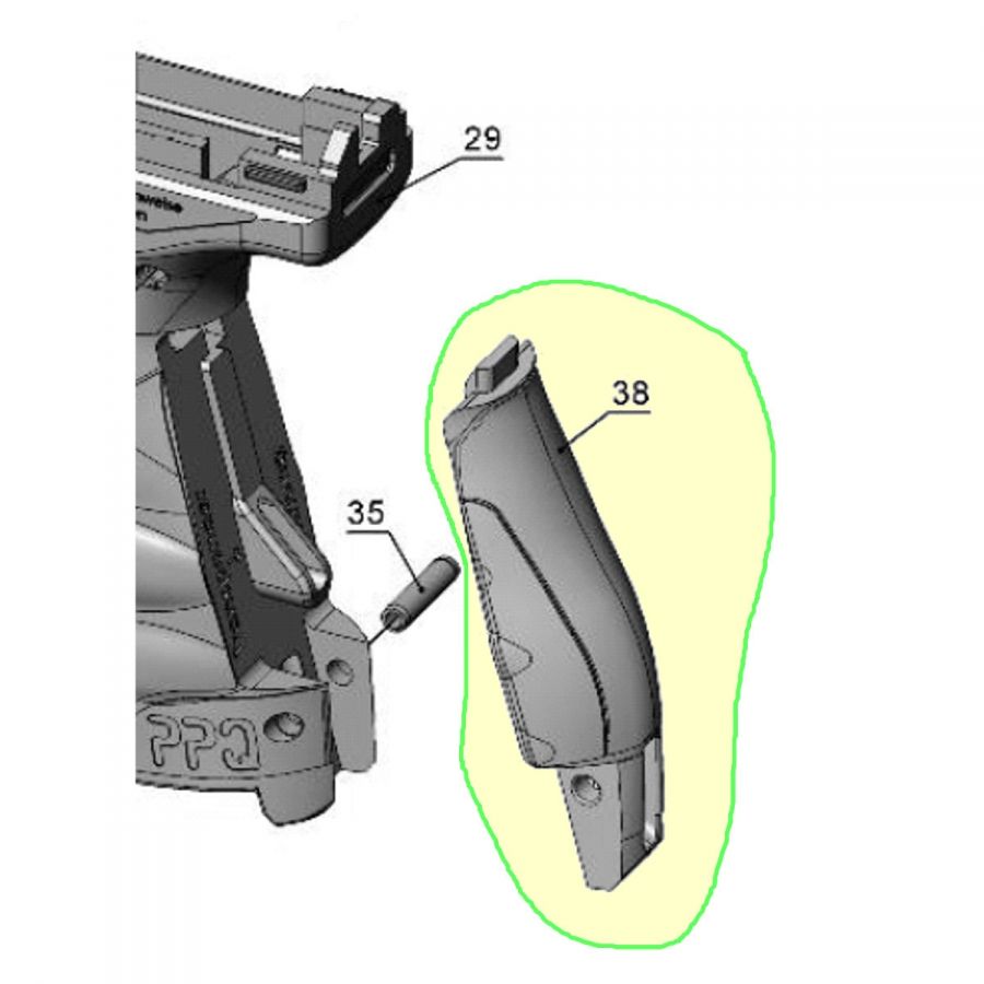 Zadní díl rukojeti, vel. M, Walther PPQ M2 (45 Auto)