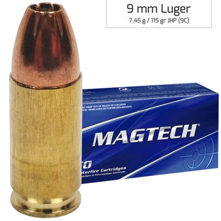 Náboje Magtech 9 mm Luger JHP 7,45 g, 115 gr (9C)