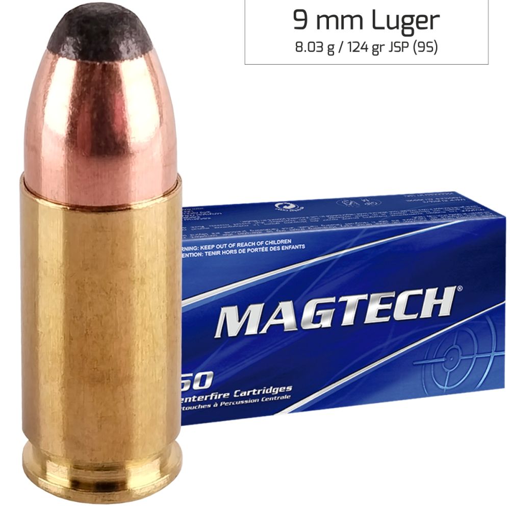 Náboje Magtech 9 mm Luger JSP 8,03 g, 124 gr (9S)