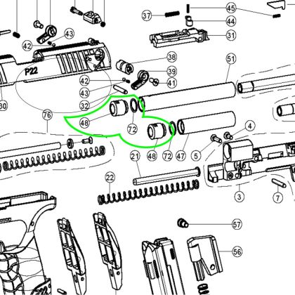 Matice ústí hlavne Walther PPK/S, Colt 1911, P22 ráže 22 LR
