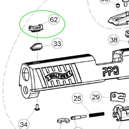 Svetlovodná muška Walther PPQ M2 22LR, 4 mm, cervená