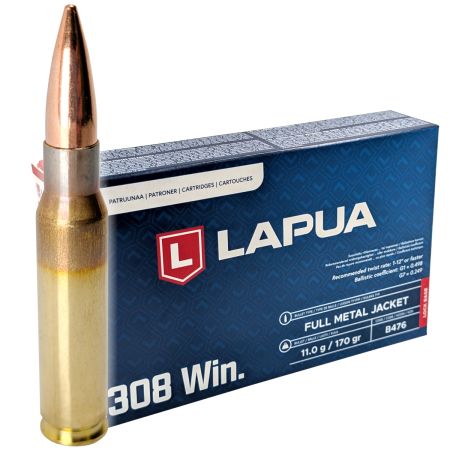 Náboje Lapua .308 Win. Lock Base FMJBT, 11,00 g, 170 gr