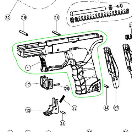 Polymerový rám pistole Walther P22Q