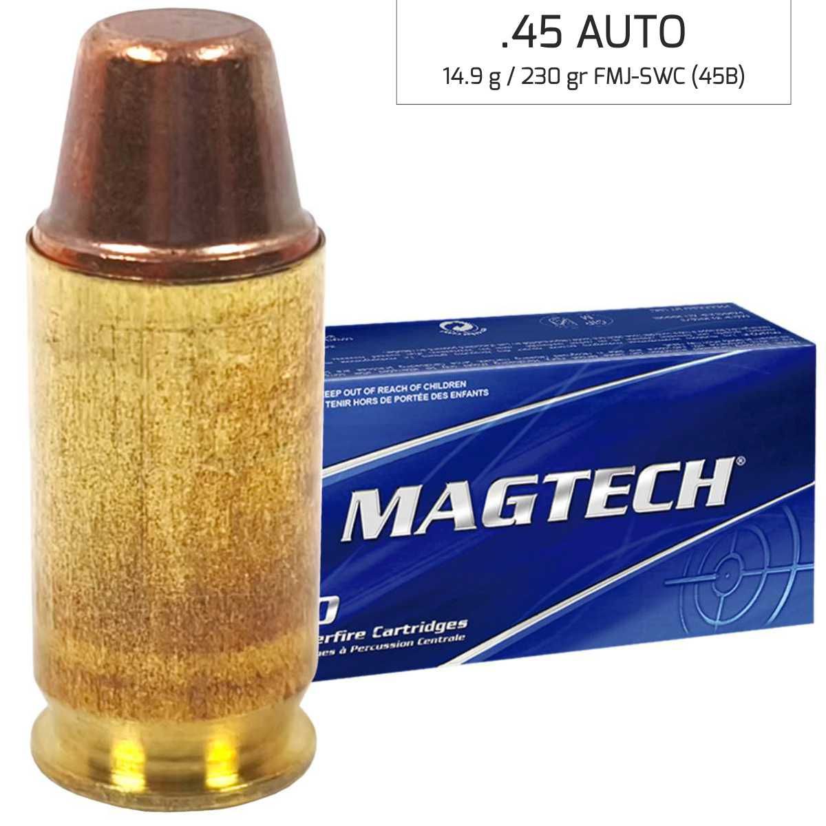 Náboje Magtech 45 AUTO FMJ SWC 14,90 g, 230 gr (45B)