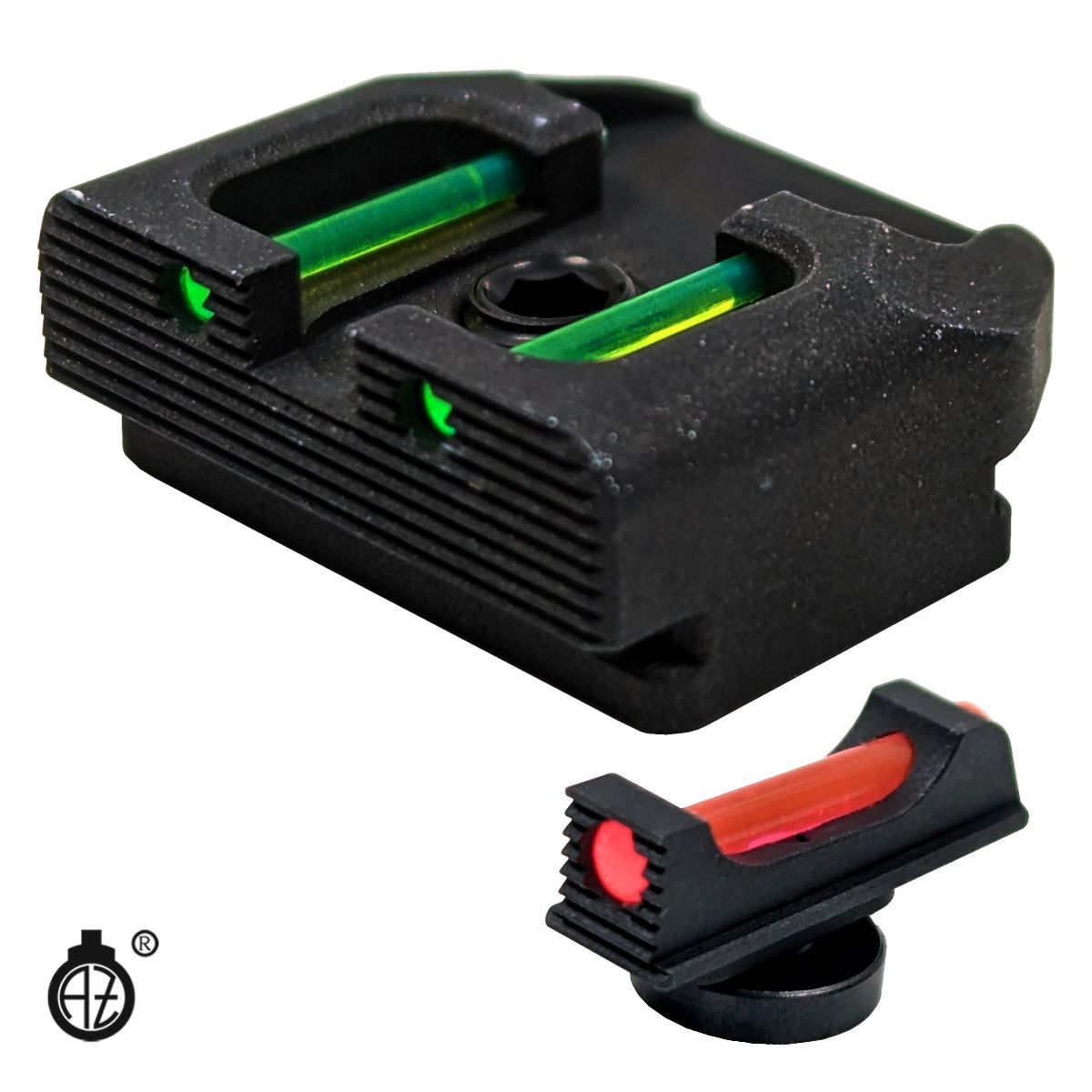 Svetlovodná míridla Zendl na pistole Walther, muška červená, hledí zelené