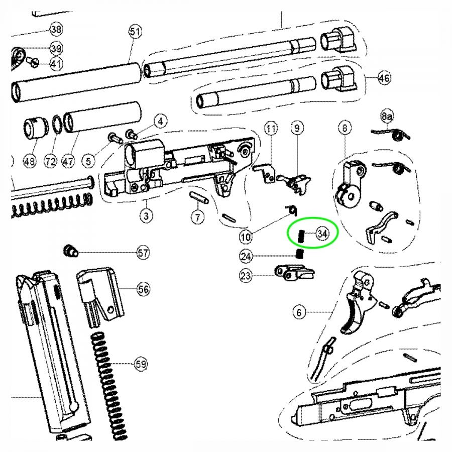 Pružina vytahovace, Walther P22/P22Q