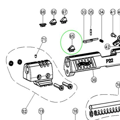 Muška c. 3 Walther P22/P22Q, výška 5,4 mm