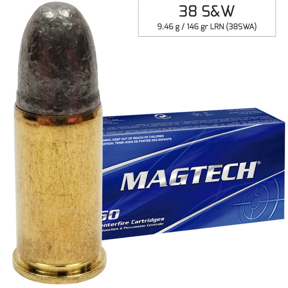 Náboje Magtech 38 S&W LRN 9,45 g, 146 g (38SWA)