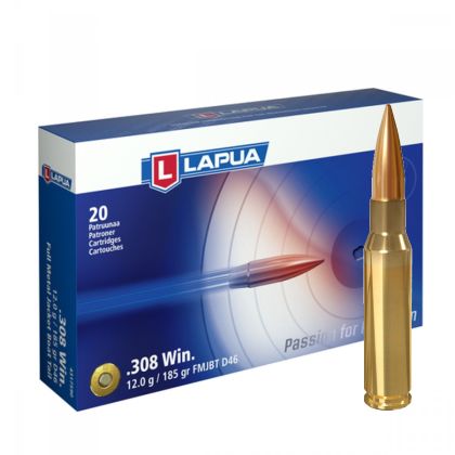 Náboj Lapua .308 Win , D46, FMJBT, 12,00g, 185gr