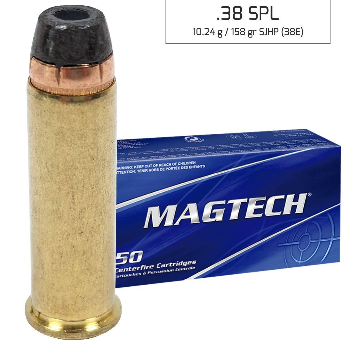 Náboje Magtech 38 SPECIAL SJHP 10,24 g, 158 gr (38E)