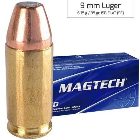 Náboje Magtech 9 mm Luger JSP FLAT w/o Grooves 6,15 g, 95 gr (9F)