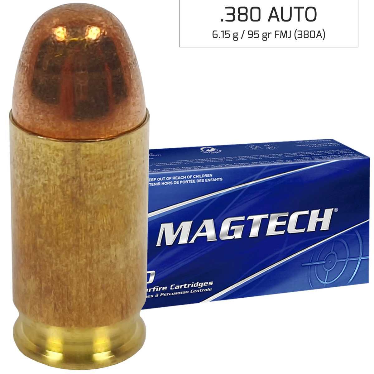 Náboje Magtech 9 mm Browning Court /  380 AUTO FMJ 6,15 g, 95 gr (380A)