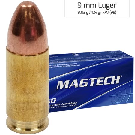 Náboje Magtech 9 mm Luger FMJ 8,03 g, 124 gr (9B)