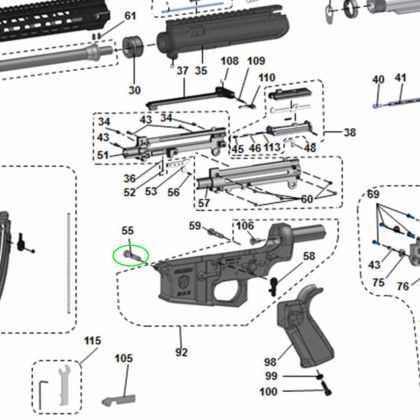 Prední cep spodního pouzdra Walther Colt M4/M16 a Hämmerli TAC R1