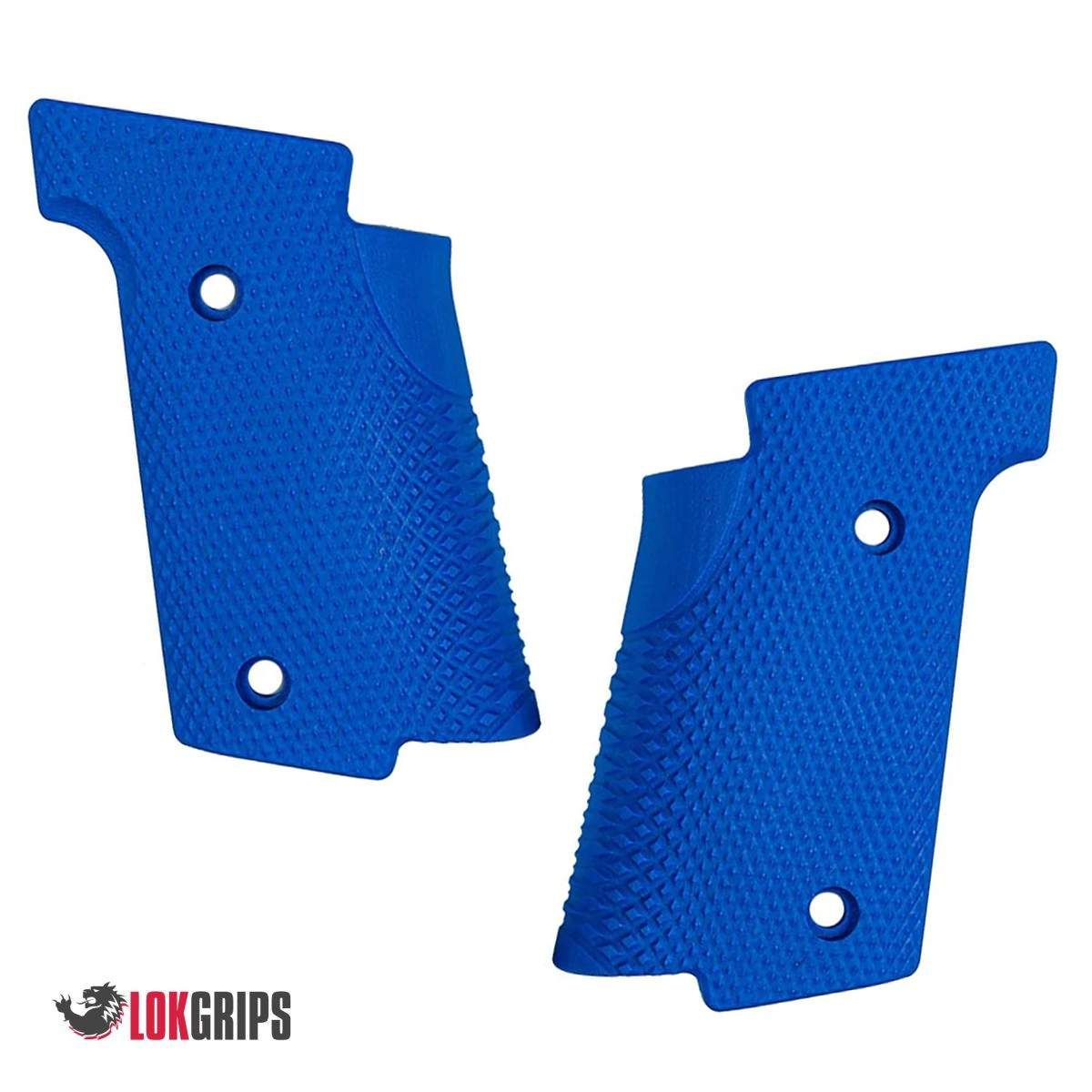 Strenky LOK Grips Walther Q5 Match SF Thin, Checkered, modré