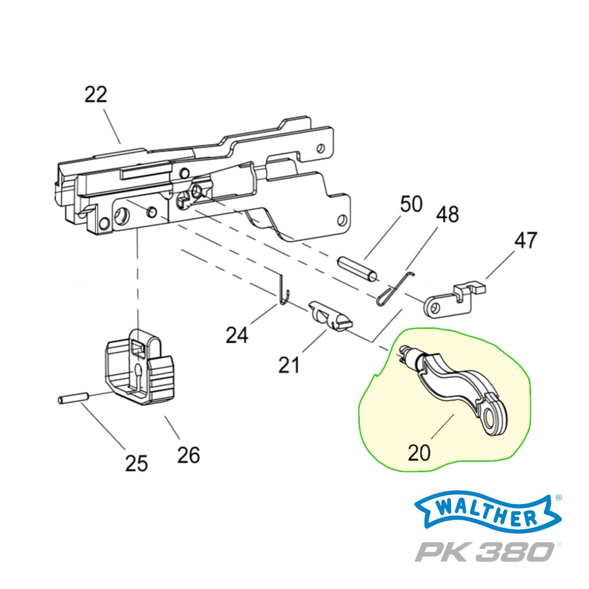 Walther PK380, Klíc zámku spoušte