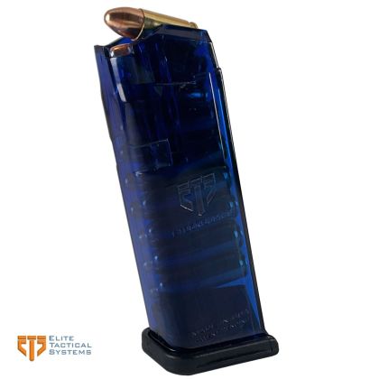 Zásobník ETS pro Glock 19 a menší, 9 mm Luger, 15 náboju, modrý