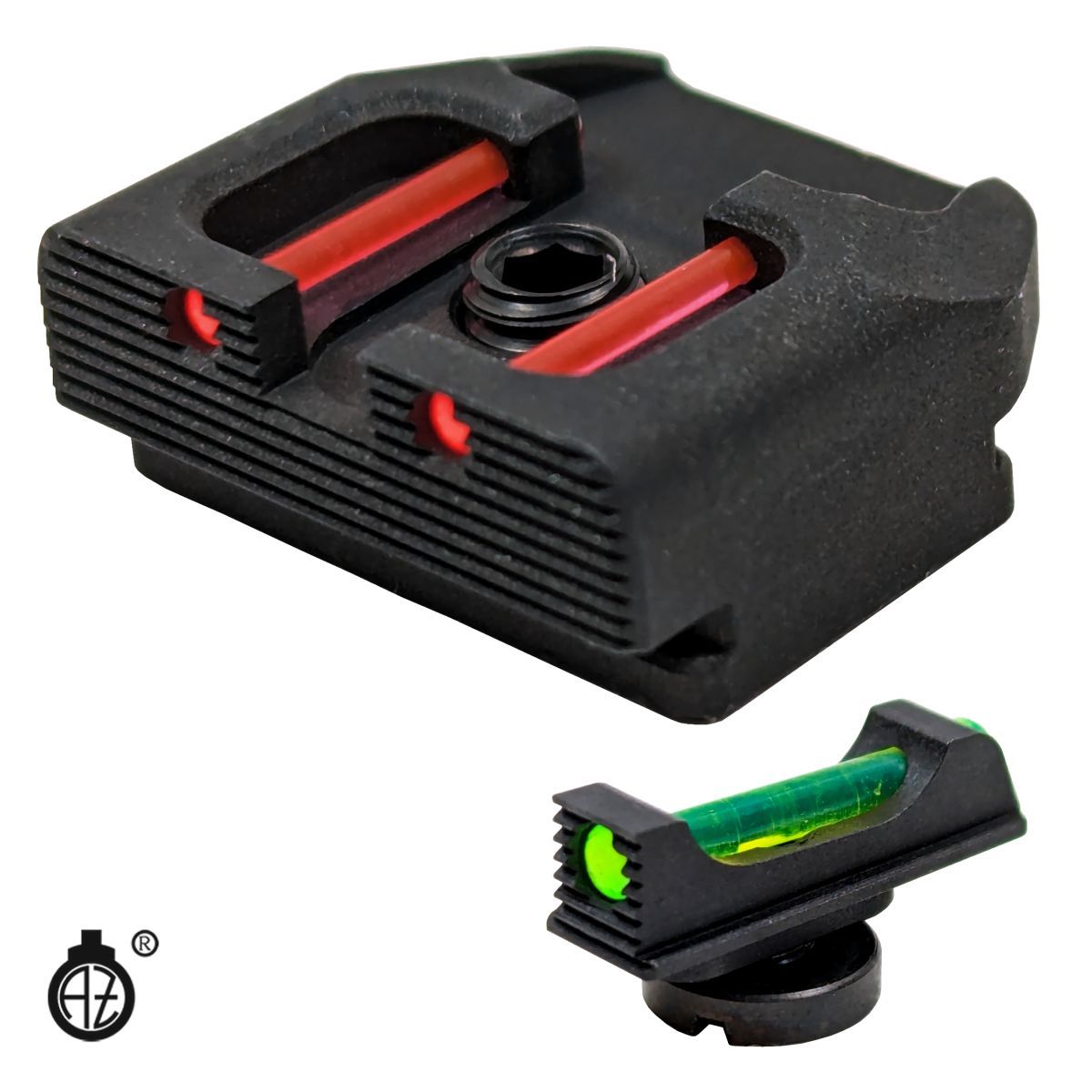 Světlovodná mířidla Zendl na pistole Walther, muška zelená, hledí červené