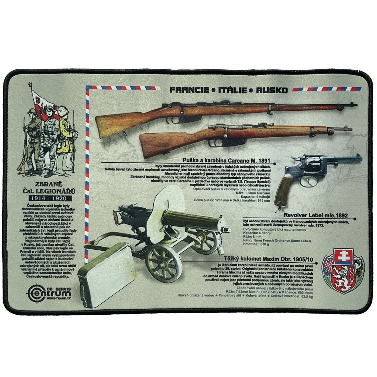 Podložka s motivem zbraní Csl. legionáru 1914-1920