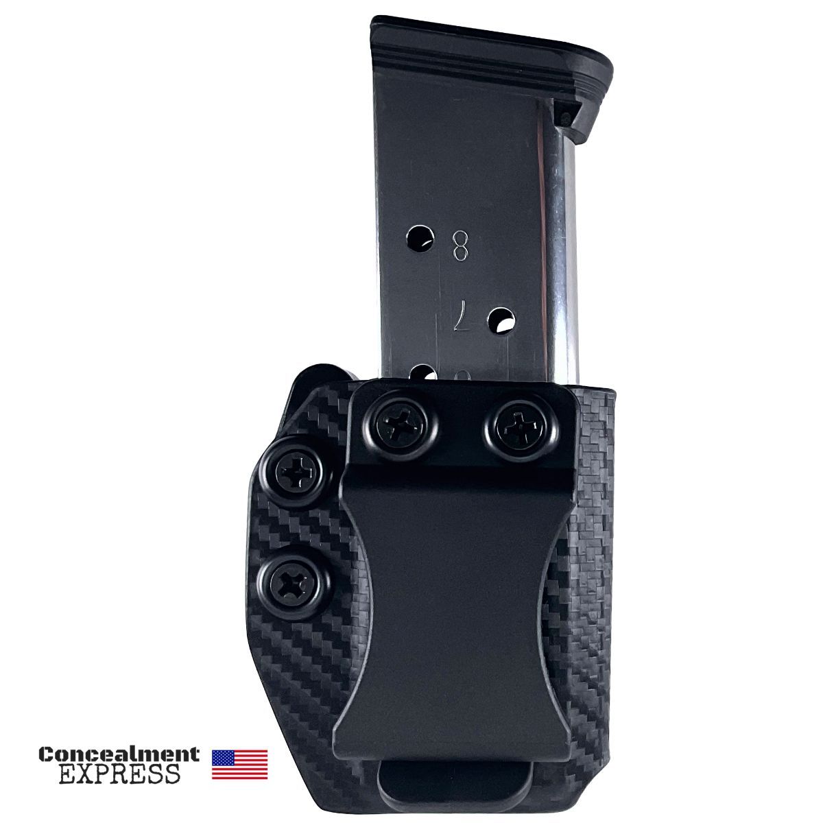 Pouzdro pro jednoradý zásobník 45ACP IWB/OWB, Kydex Carbon Fibre, Concealment Express