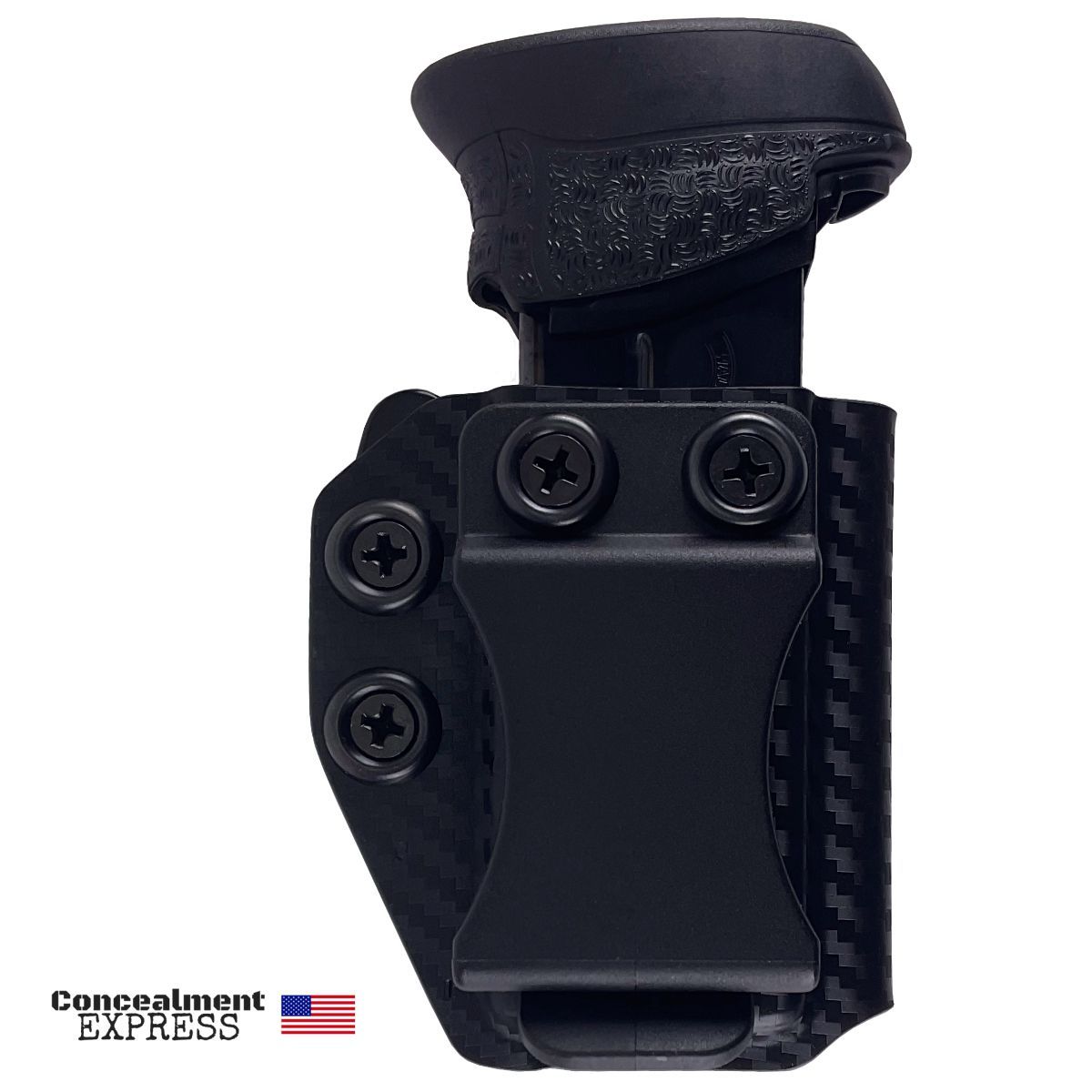Pouzdro pro jednoradý zásobník 9mm/40SW IWB/OWB, Kydex Carbon Fibre, Concealment Express