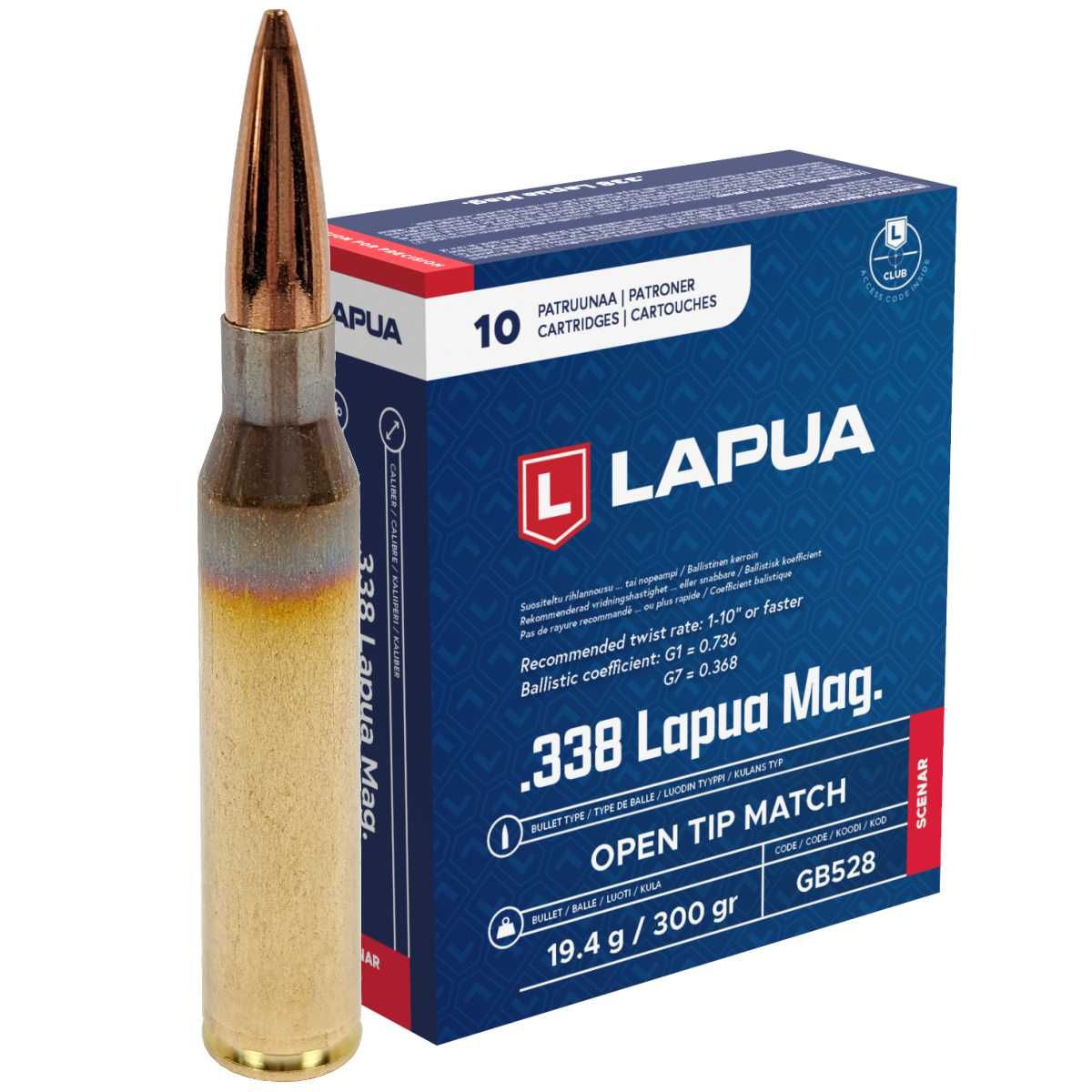 Náboje Lapua .338 Lapua Magnum Scenar, OTM, 19,44 g, 300 gr
