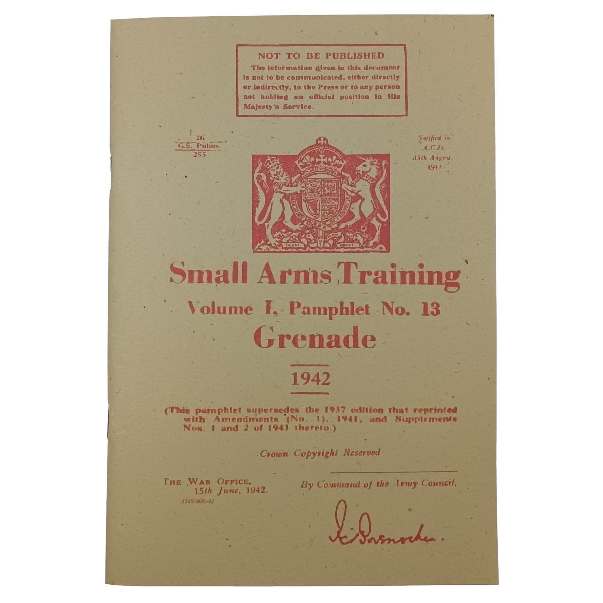 Grenade - pretisk brit. voj. manuálu k výcviku s granáty z roku 1942