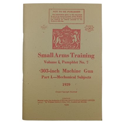 303-inch Machine Gun - pretisk brit. voj. manuálu ke kulometu Vickers z roku 1939