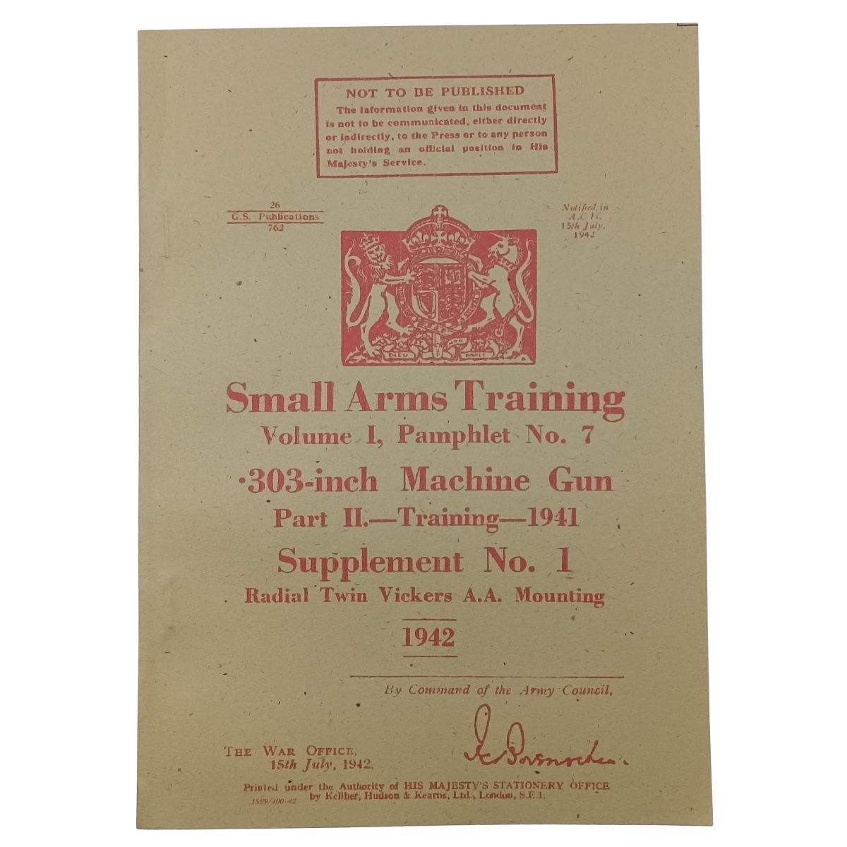 Machine Gun Handbook (Technical)- pretisk brit. manuálu k doplnkum kulometu Vickers (1942)