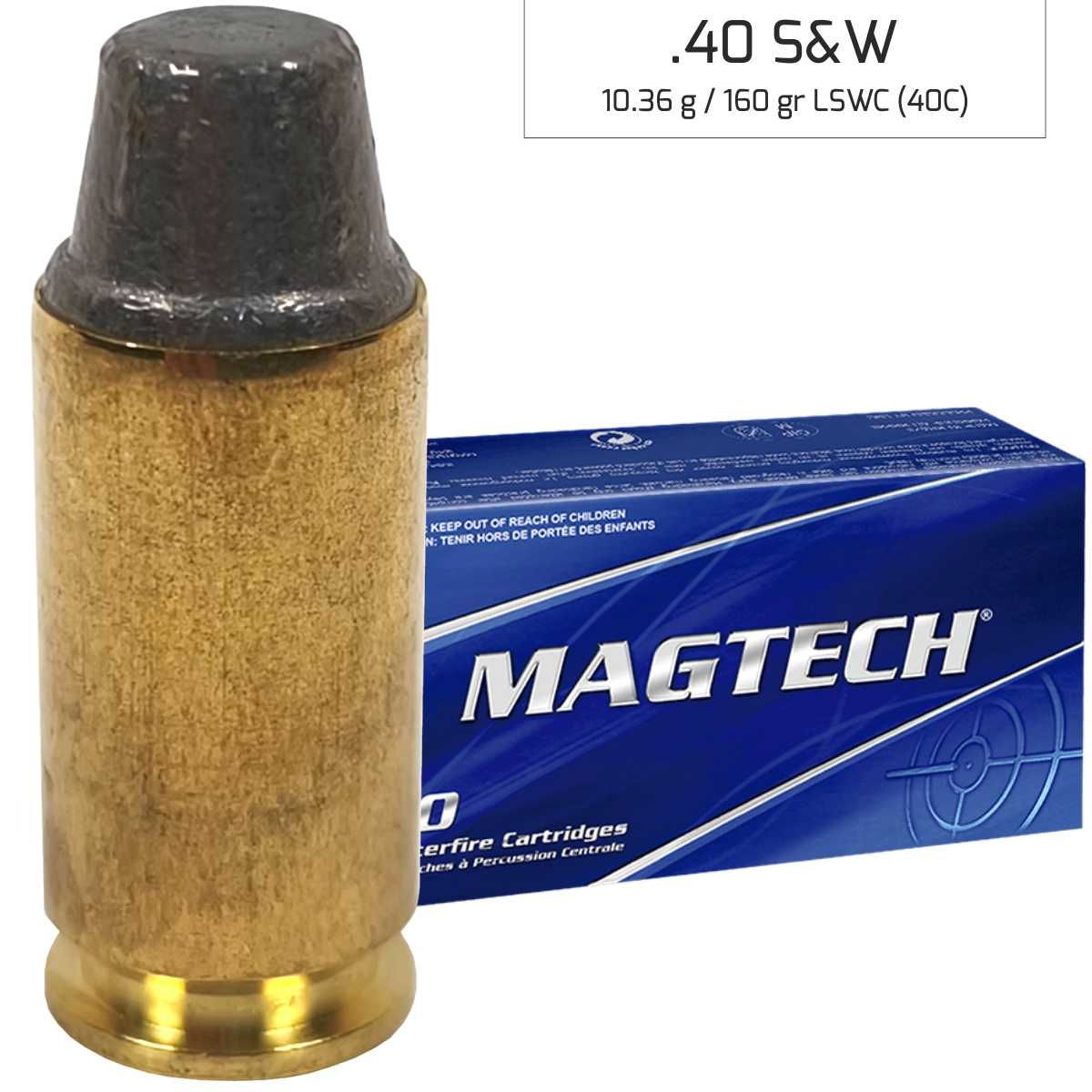 Náboje Magtech 40 S&W LSWC 10,36 g, 160 gr(40C)