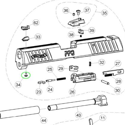 Šroub mušky Walther PPQ .22 LR a CCP