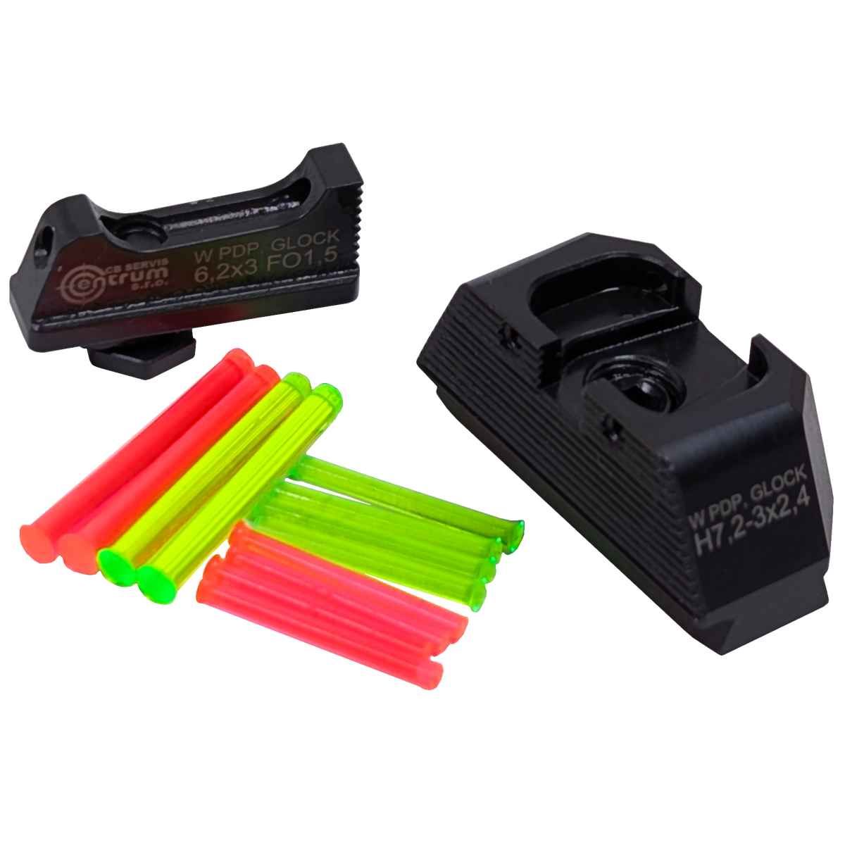 Mířidla světlovodná EVOSIGHT Walther PDP / Glock, muška 6,2 mm, hledí 7,2 mm