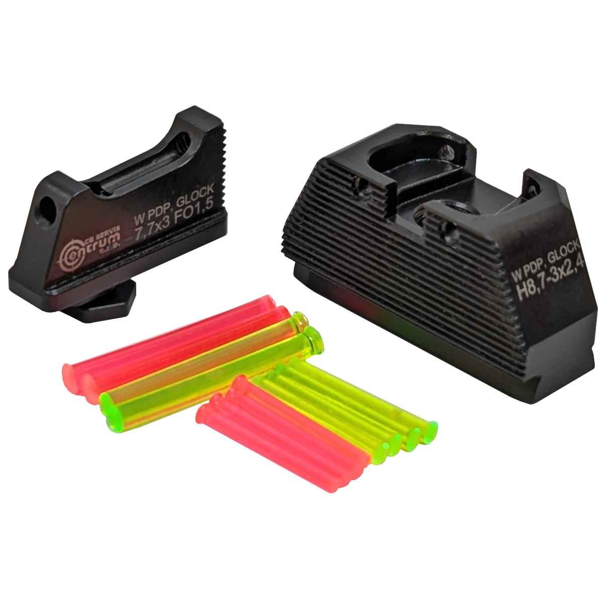 Mířidla světlovodná EVOSIGHT Walther PDP / Glock, muška 7,7 mm, hledí 8,7 mm