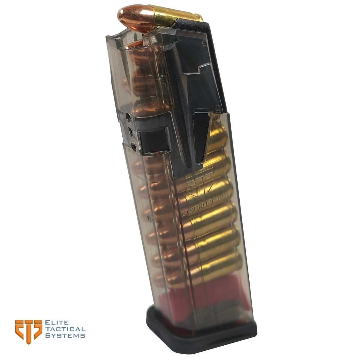 Zásobník ETS OMEGA pro Glock 17 a menší, 9 mm Luger, 17 nábojů, ocelové vývodky