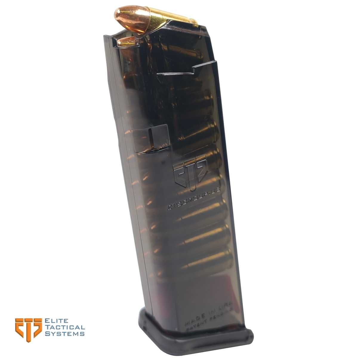 Zásobník ETS pro Glock 17 a menší, 9 mm Luger, 17 nábojů, Carbon Smoke