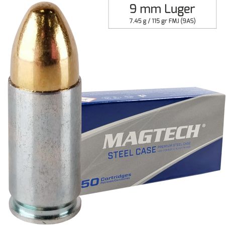 Náboje Magtech 9 mm Luger FMJ STEEL 7,45 g 115 gr (9AS)