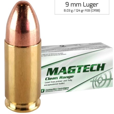 Náboje Magtech 9 mm Luger FMJ Clean Range 8,03 g, 124 gr, (CR9B)