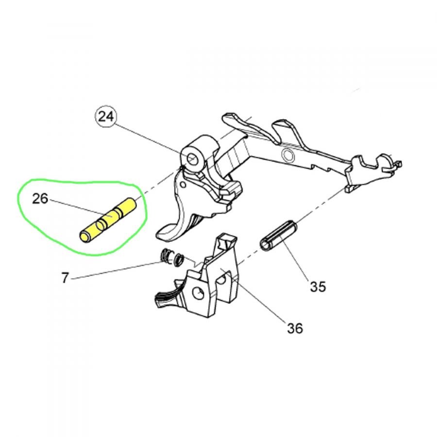Kolík záchytu záveru, 28.5 mm - Walther P99