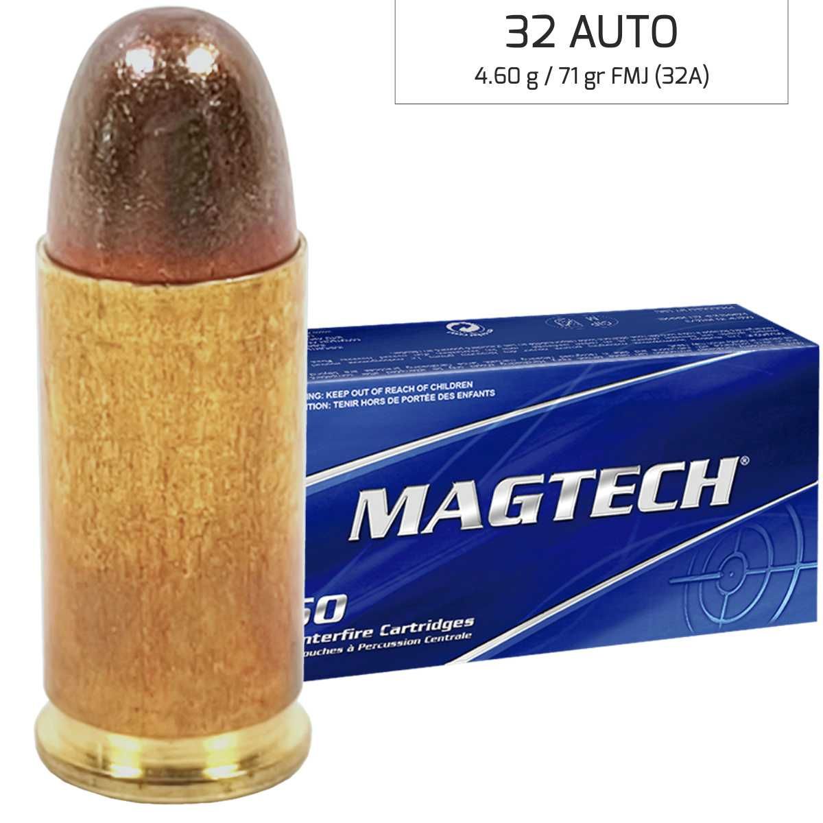 Náboj Magtech 7,65 Browning / 32 AUTO FMJ (32A) 4,60 g, 71 grs