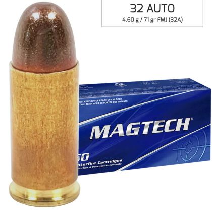 Náboj Magtech 7,65 Browning / 32 AUTO FMJ (32A) 4,60 g, 71 grs