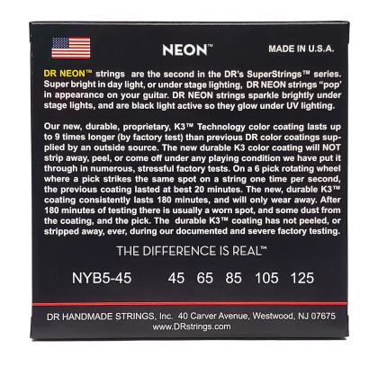 DR Strings Neon Yellow NYB5-45