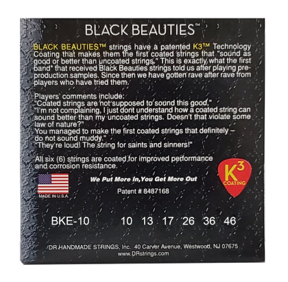 DR Strings Black Beauties BKE-10